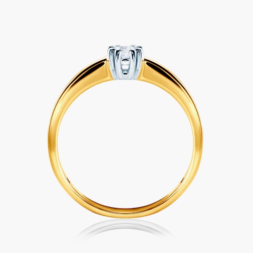 Pierścionek zaręczynowy SAVICKI: dwukolorowe złoto, biały szafir